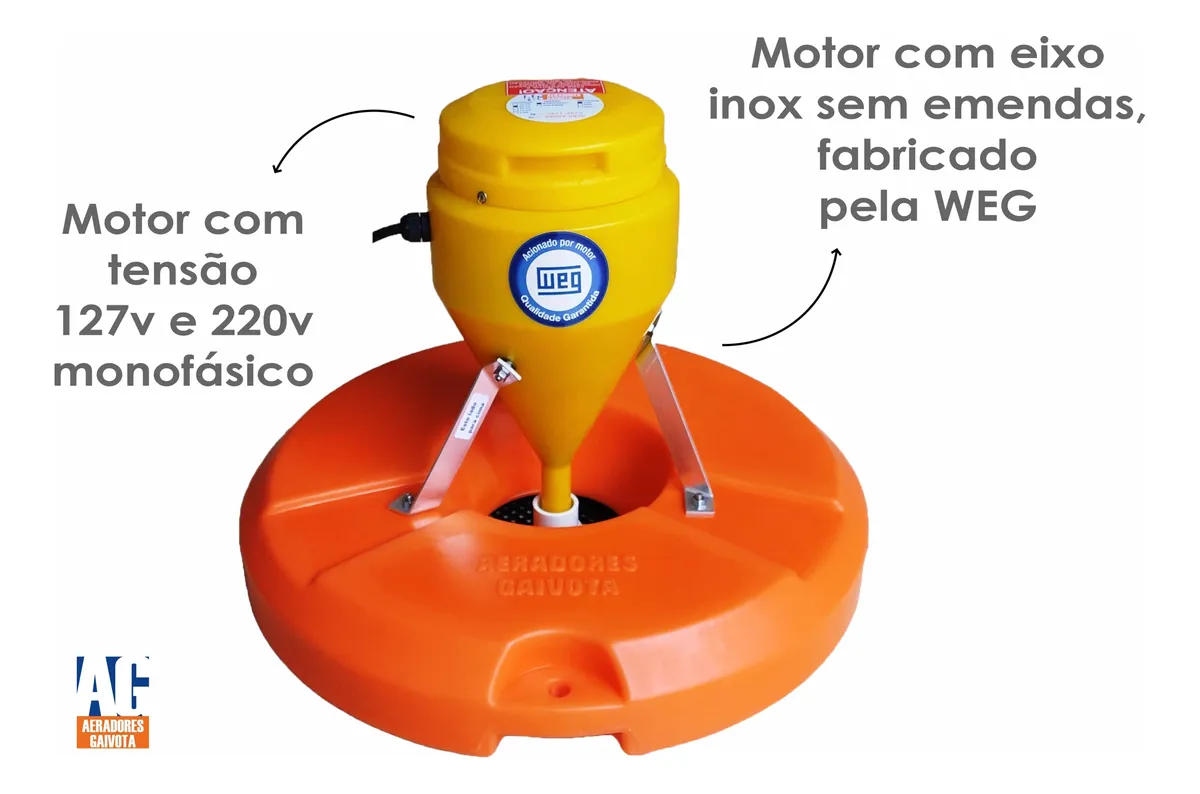 Aerador para Piscicultura Gaivota AG 580C 0,16cv - 1/6cv - Imagem 4